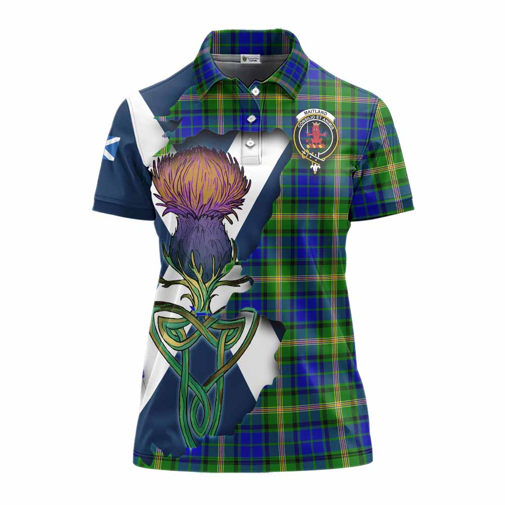Tartan Vibes Clothing Maitland Tartan Family Crest Women's Polo Shirt Scottish Thistle Celtic Inspired