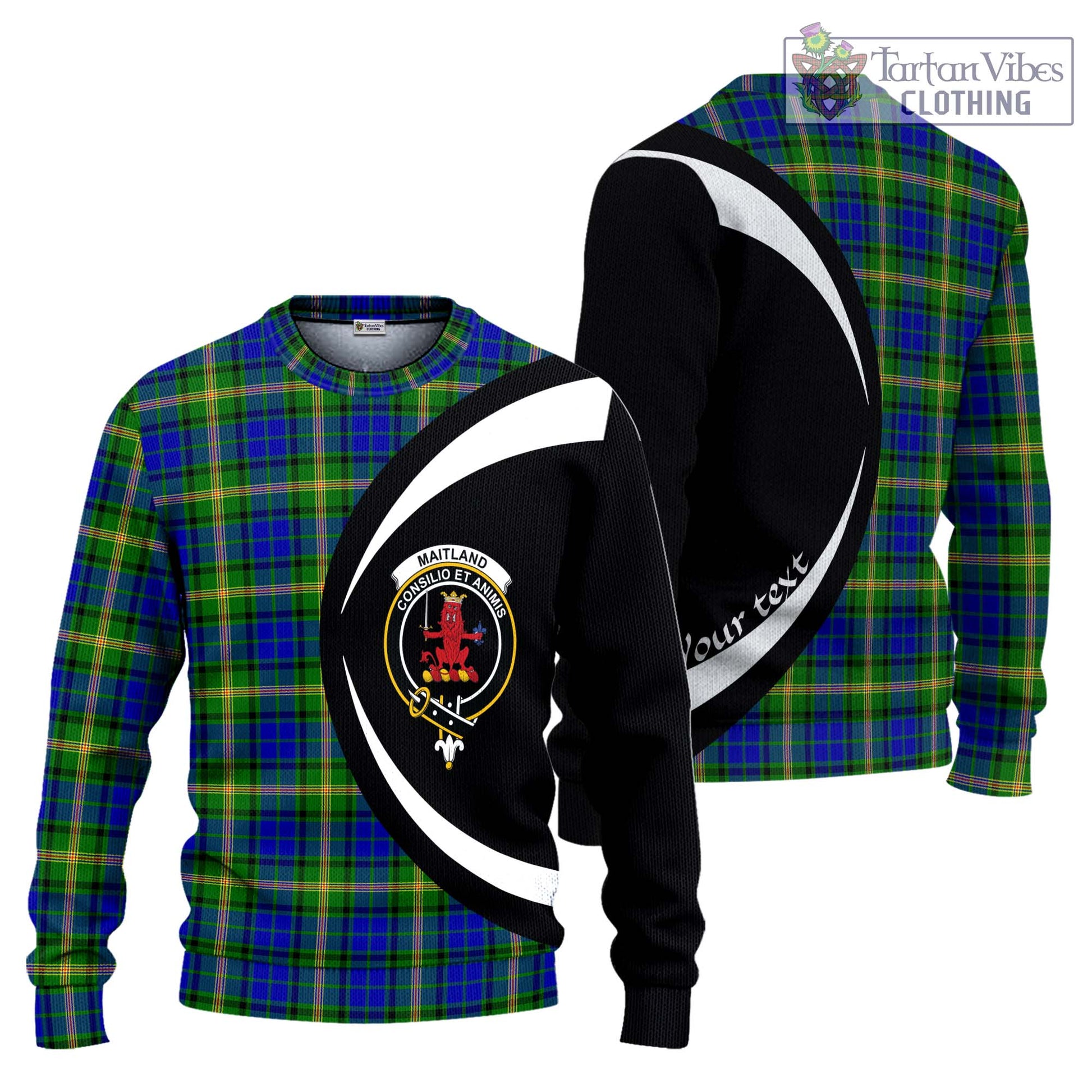 Maitland Tartan Knitted Sweater with Family Crest Circle Style Unisex - Tartan Vibes Clothing