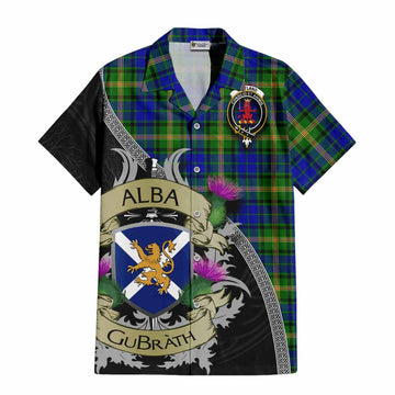 Tartan Vibes Clothing Maitland Tartan Family Crest Short Sleeve Button Shirt Lion Rampant Royal Thistle Shield Celtic Inspired