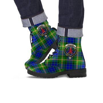 Maitland Tartan Leather Boots with Family Crest