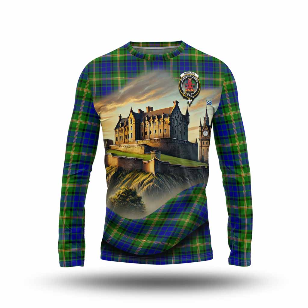 Tartan Vibes Clothing Maitland Tartan Family Crest Long Sleeve T-Shirt with Scottish Ancient Castle Style