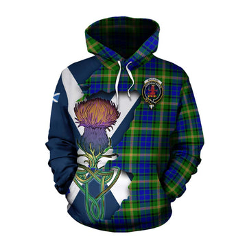 Maitland Tartan Family Crest Cotton Hoodie Scottish Thistle Celtic Inspired