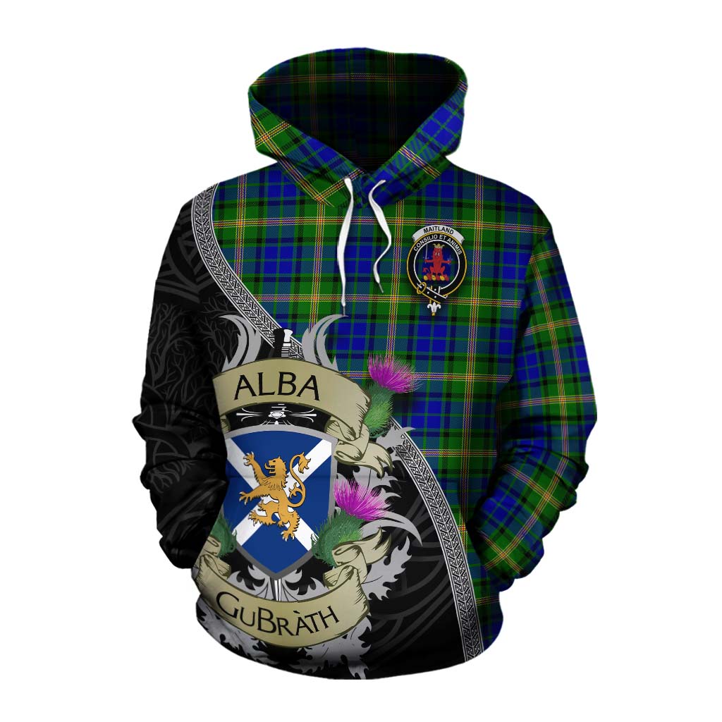 Tartan Vibes Clothing Maitland Tartan Family Crest Cotton Hoodie Lion Rampant Royal Thistle Shield Celtic Inspired