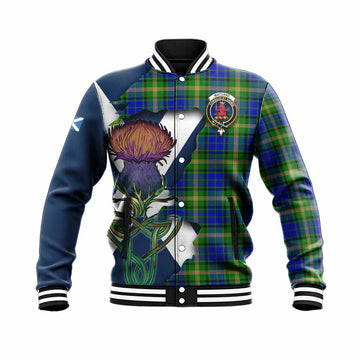 Maitland Tartan Family Crest Baseball Jacket Scottish Thistle Celtic Inspired