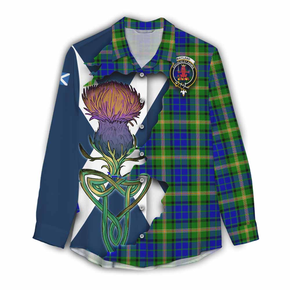 Tartan Vibes Clothing Maitland Tartan Family Crest Women's Casual Shirt Scottish Thistle Celtic Inspired