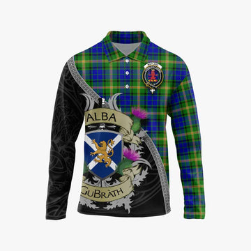 Tartan Vibes Clothing Maitland Tartan Family Crest Long Sleeve Polo Shirt Lion Rampant Royal Thistle Shield Celtic Inspired