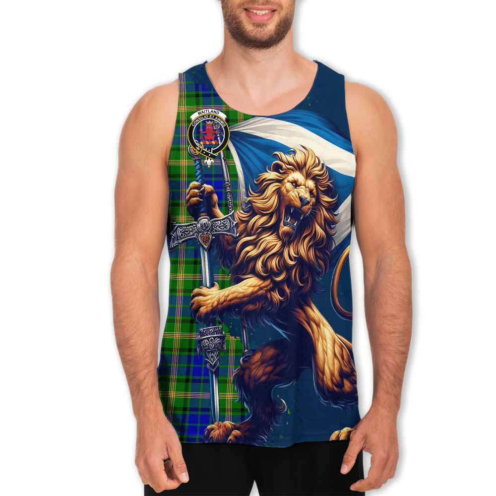 Tartan Vibes Clothing Maitland Tartan Family Crest Men's Tank Top with Scottish Majestic Lion