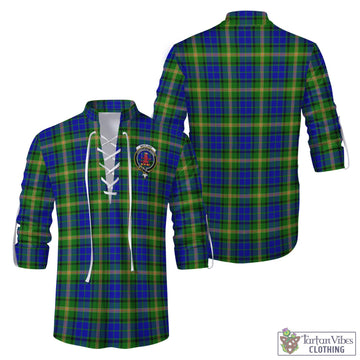 Maitland Tartan Men's Scottish Traditional Jacobite Ghillie Kilt Shirt with Family Crest