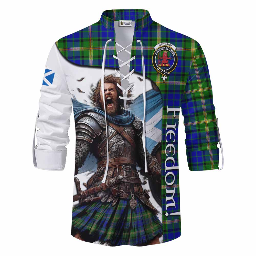 Tartan Vibes Clothing Maitland Crest Tartan Ghillie Kilt Shirt Inspired by the Freedom of Scottish Warrior