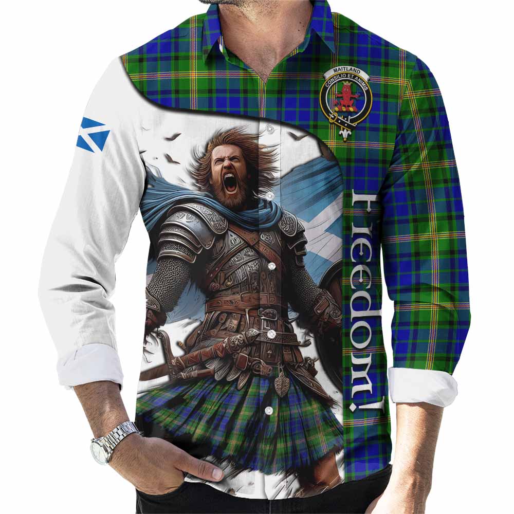 Tartan Vibes Clothing Maitland Crest Tartan Long Sleeve Button Shirt Inspired by the Freedom of Scottish Warrior