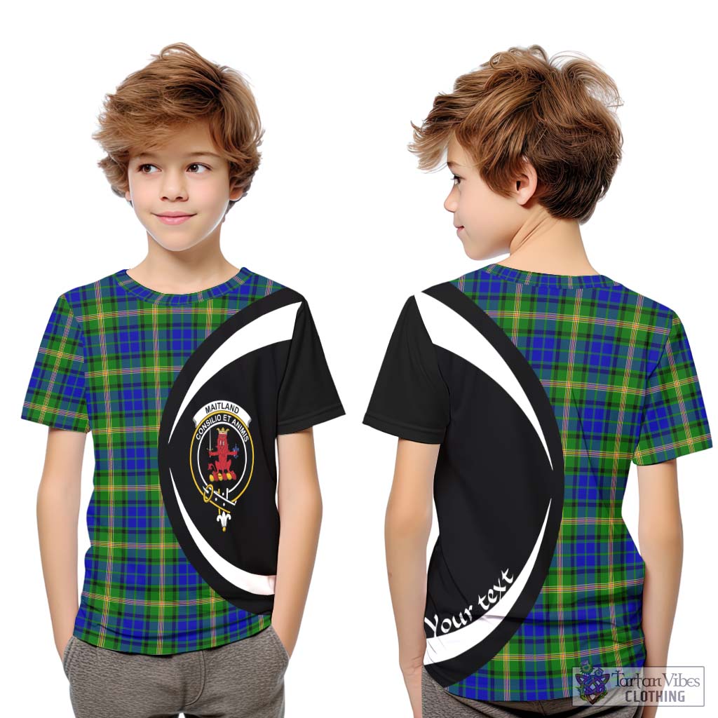 Maitland Tartan Kid T-Shirt with Family Crest Circle Style Youth XL Size14 - Tartan Vibes Clothing