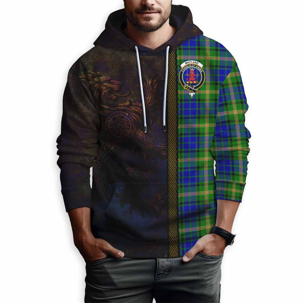 Tartan Vibes Clothing Maitland Tartan Family Crest Hoodie Alba Gu Brath Be Brave Lion Ancient Style