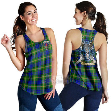 Tartan Vibes Clothing Maitland Tartan Women's Racerback Tanks with Family Crest Celtic Skull Style