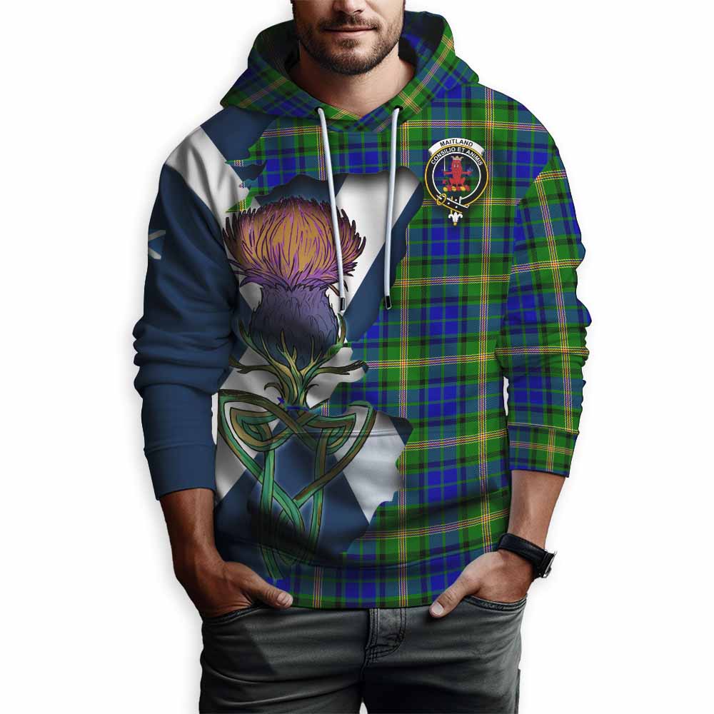 Tartan Vibes Clothing Maitland Tartan Family Crest Hoodie Scottish Thistle Celtic Inspired
