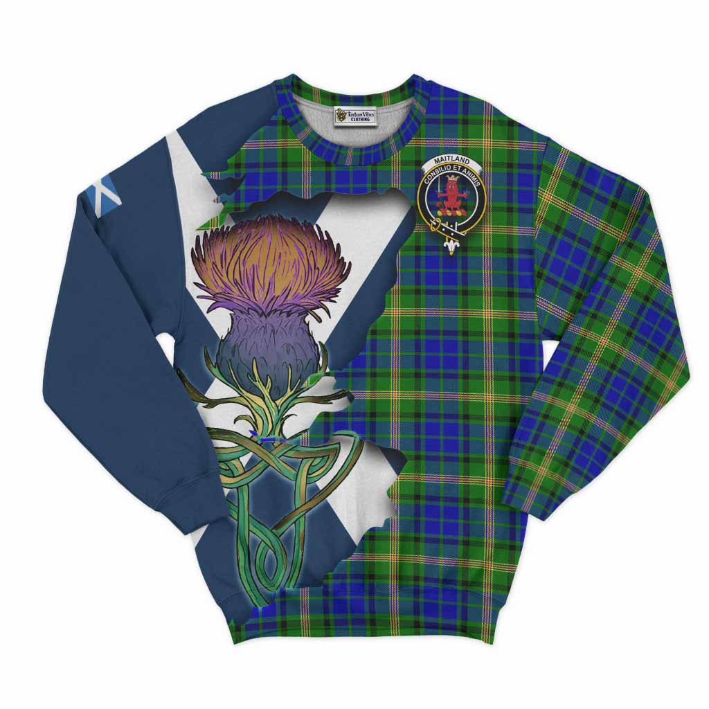 Tartan Vibes Clothing Maitland Tartan Family Crest Sweatshirt Scottish Thistle Celtic Inspired
