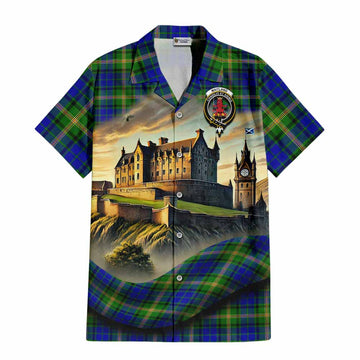Tartan Vibes Clothing Maitland Tartan Family Crest Short Sleeve Button Shirt with Scottish Ancient Castle Style