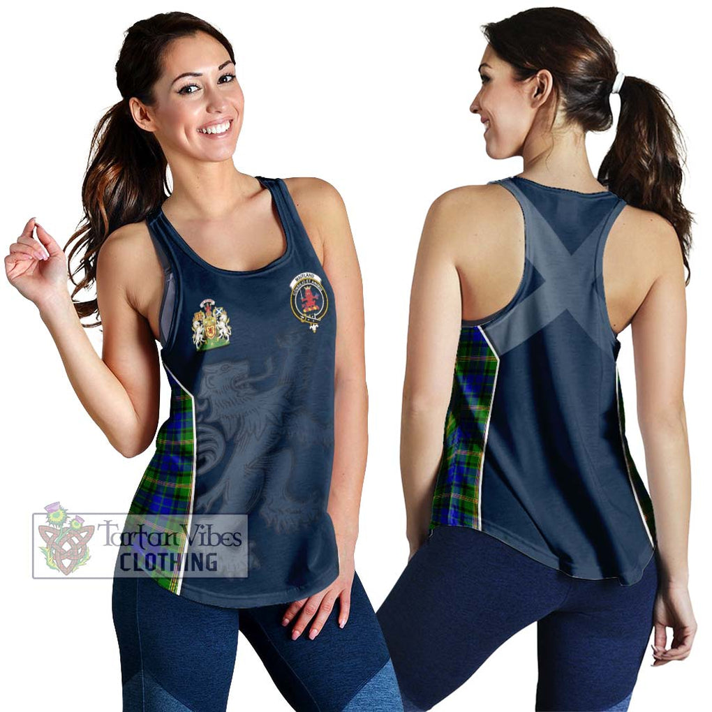 Maitland Tartan Women's Racerback Tanks with Family Crest and Lion Rampant Vibes Sport Style 4XL - Tartan Vibes Clothing