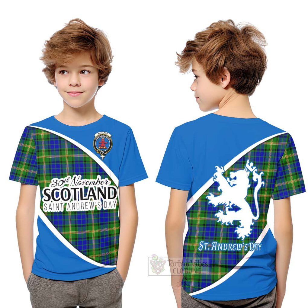 Tartan Vibes Clothing Maitland Family Crest Tartan Kid T-Shirt Celebrate Saint Andrew's Day in Style