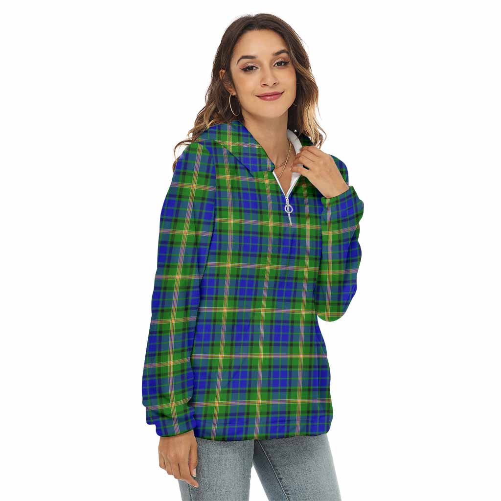 Tartan Vibes Clothing Maitland Tartan Women's Borg  Half Zip Fleece Hoodie