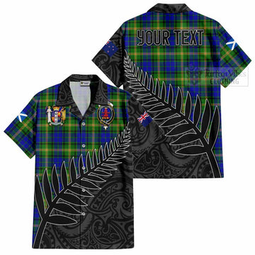 Maitland Crest Tartan Hawaiian Shirt with New Zealand Silver Fern Half Style