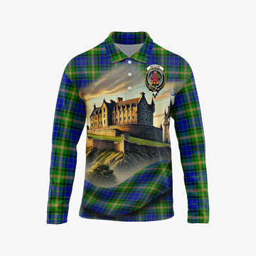 Tartan Vibes Clothing Maitland Tartan Family Crest Long Sleeve Polo Shirt with Scottish Ancient Castle Style