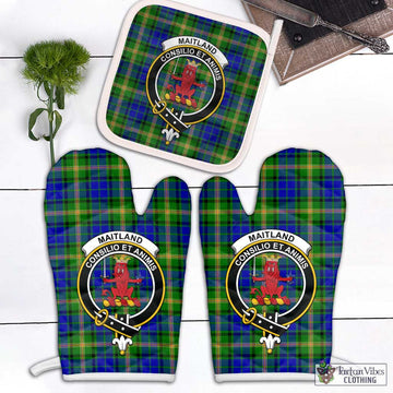 Maitland Tartan Combo Oven Mitt & Pot-Holder with Family Crest Combo 1 Oven Mitt & 1 Pot-Holder White - Tartan Vibes Clothing