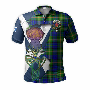 Maitland Tartan Family Crest Polo Shirt Scottish Thistle Celtic Inspired