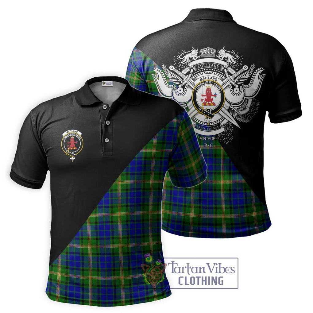 Maitland Tartan Polo Shirt with Family Crest and Military Logo Style Kid - Tartanvibesclothing Shop