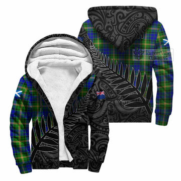 Maitland Crest Tartan Sherpa Hoodie with New Zealand Silver Fern Half Style