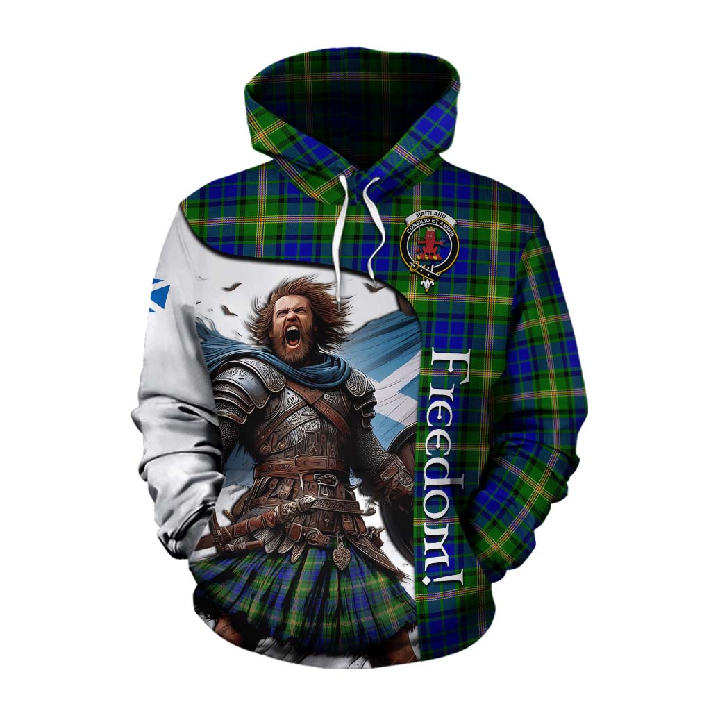 Tartan Vibes Clothing Maitland Crest Tartan Cotton Hoodie Inspired by the Freedom of Scottish Warrior