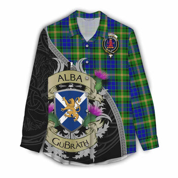 Maitland Tartan Family Crest Women's Casual Shirt Lion Rampant Royal Thistle Shield Celtic Inspired