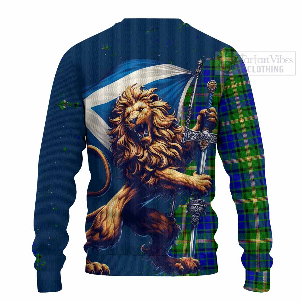 Tartan Vibes Clothing Maitland Tartan Family Crest Knitted Sweater with Scottish Majestic Lion