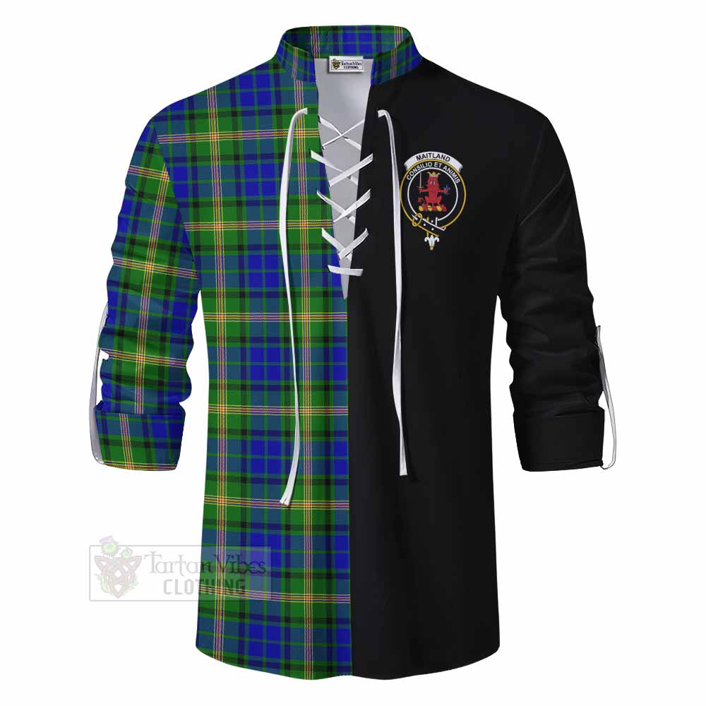 Tartan Vibes Clothing Maitland Tartan Ghillie Kilt Shirt with Family Crest and Half Of Me Style
