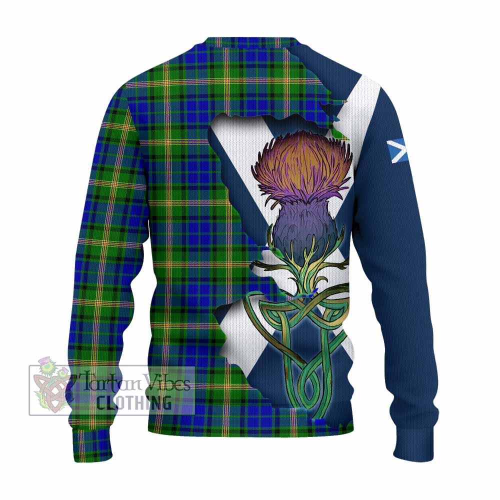 Tartan Vibes Clothing Maitland Tartan Family Crest Knitted Sweater Scottish Thistle Celtic Inspired