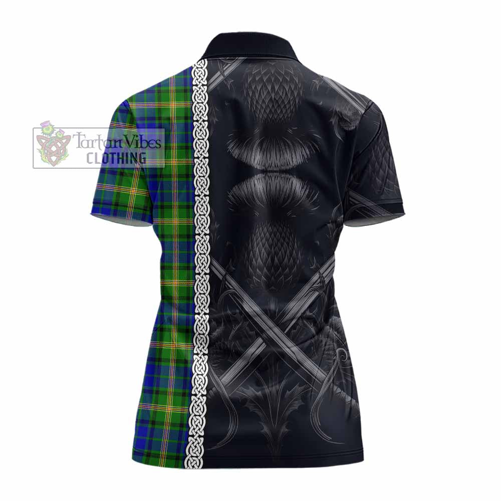 Tartan Vibes Clothing Maitland Tartan Women's Polo Shirt with Family Crest Cross Sword Thistle Celtic Vibes