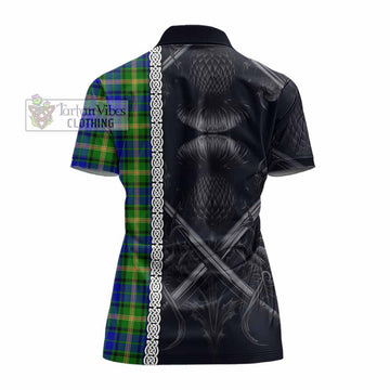 Tartan Vibes Clothing Maitland Tartan Women's Polo Shirt with Family Crest Cross Sword Thistle Celtic Vibes