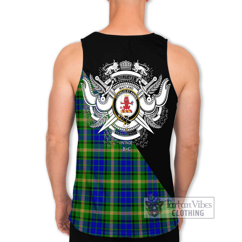 Maitland Tartan Men's Tank Top with Family Crest and Military Logo Style - Tartanvibesclothing Shop