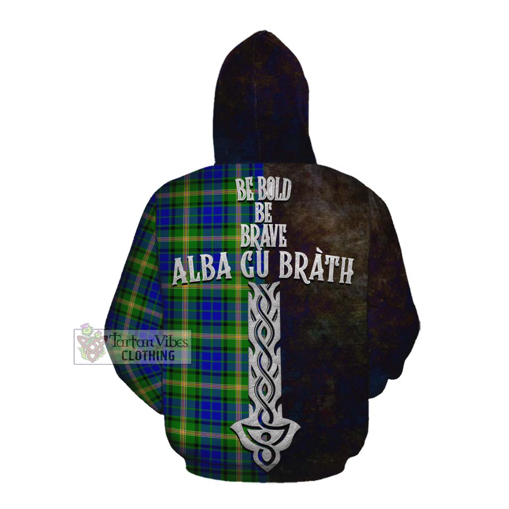 Tartan Vibes Clothing Maitland Tartan Family Crest Cotton Hoodie Alba Gu Brath Be Brave Lion Ancient Style