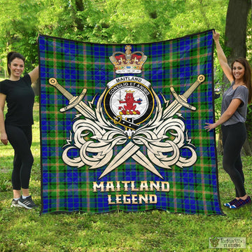 Maitland Tartan Quilt with Clan Crest and the Golden Sword of Courageous Legacy