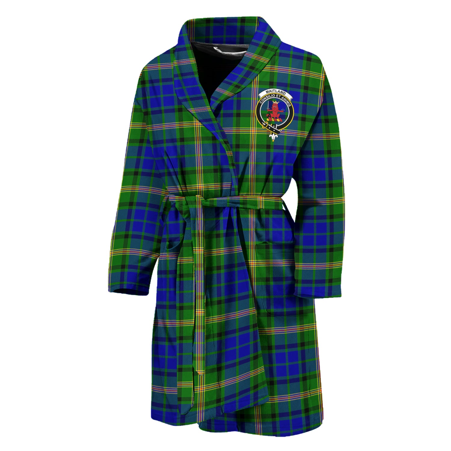 Maitland Tartan Bathrobe with Family Crest Unisex M - Tartan Vibes Clothing