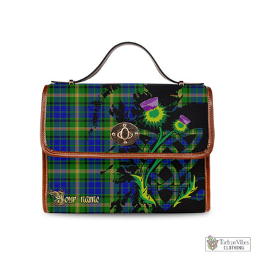 Maitland Tartan Waterproof Canvas Bag with Scotland Map and Thistle Celtic Accents