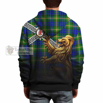 Maitland Crest Tartan Hoodie with Golden Lion Emblem Celtic Style