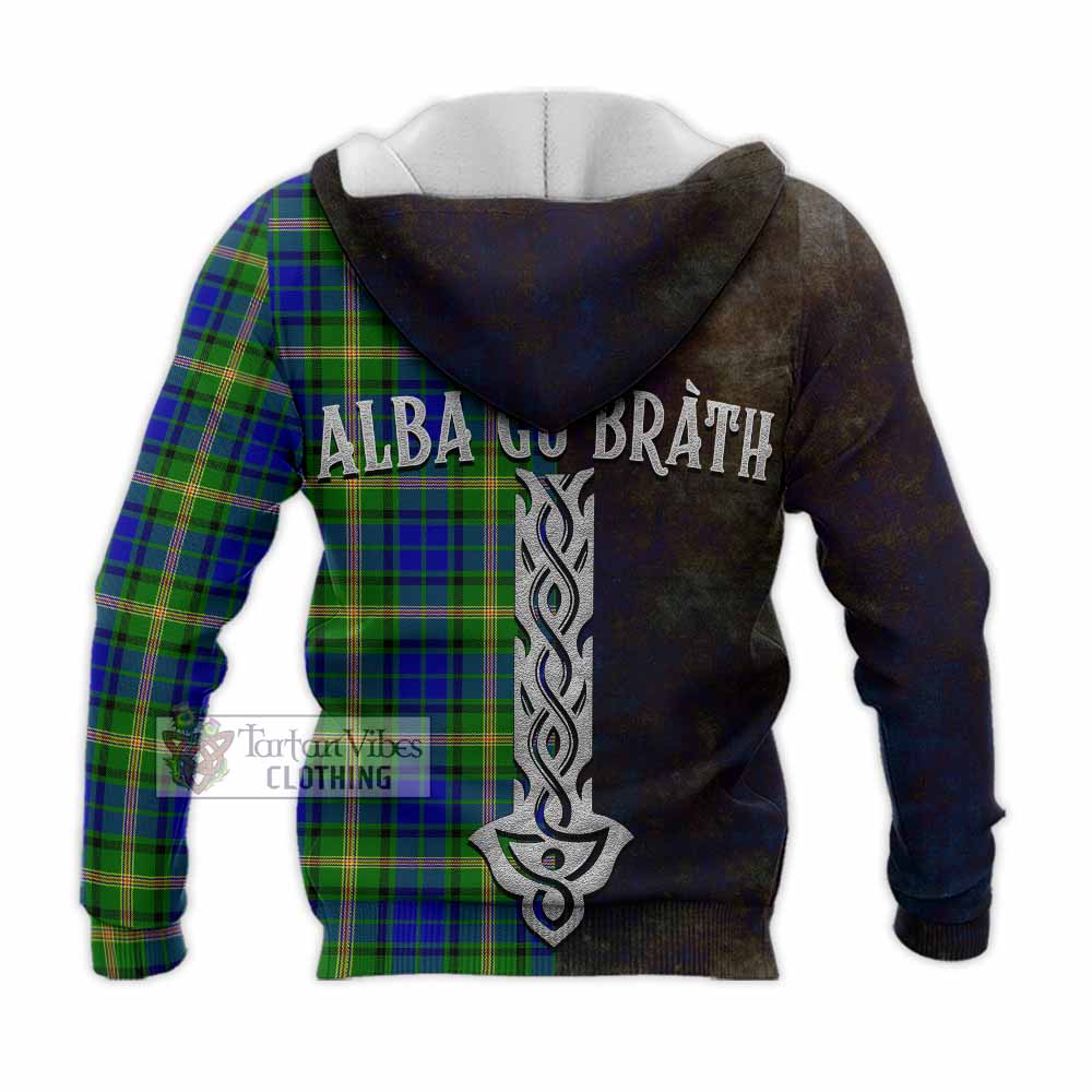 Tartan Vibes Clothing Maitland Tartan Family Crest Knitted Hoodie Alba Gu Brath Be Brave Lion Ancient Style