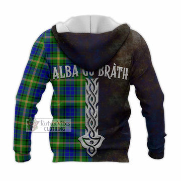 Maitland Tartan Family Crest Knitted Hoodie Alba Gu Brath Be Brave Lion Ancient Style