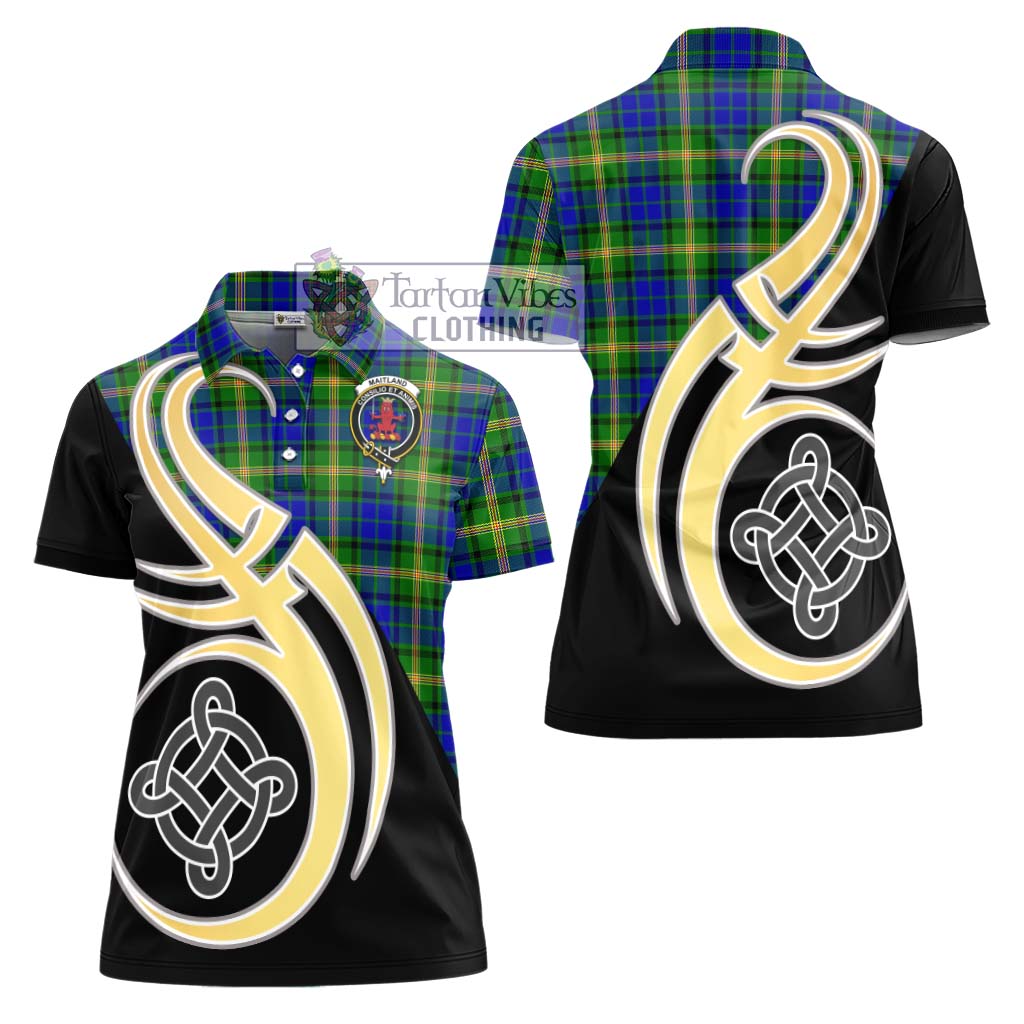 Maitland Tartan Women's Polo Shirt with Family Crest and Celtic Symbol Style - Tartan Vibes Clothing