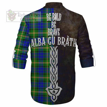Maitland Tartan Family Crest Ghillie Kilt Shirt Alba Gu Brath Be Brave Lion Ancient Style