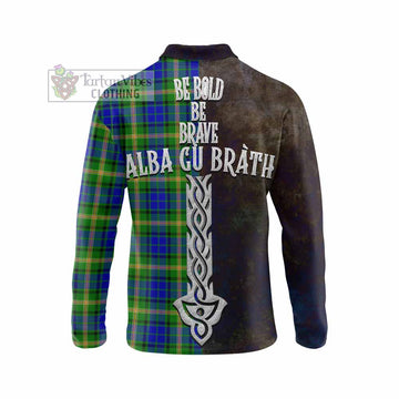 Maitland Tartan Family Crest Long Sleeve Polo Shirt Alba Gu Brath Be Brave Lion Ancient Style
