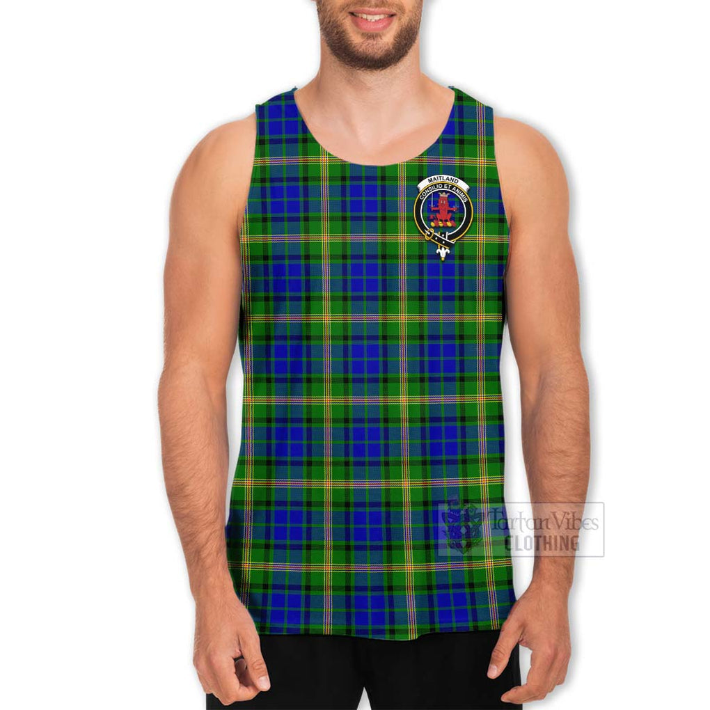 Tartan Vibes Clothing Maitland Tartan Men's Tank Top with Family Crest Celtic Skull Style