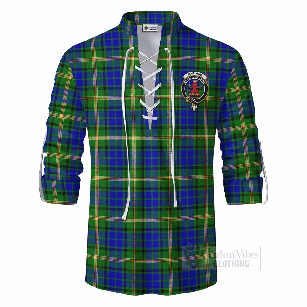 Tartan Vibes Clothing Maitland Tartan Ghillie Kilt Shirt with Family Crest DNA In Me Style
