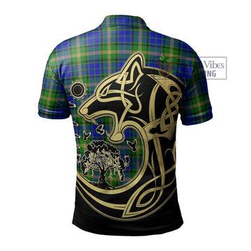 Maitland Tartan Polo Shirt with Family Crest Celtic Wolf Style